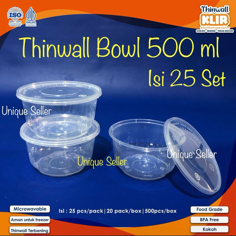 [Isi25] Thinwall Bowl 500 ml 500ml KLIR / Mangkok Plastik 500 ml 500ml KLIR / Thinwall Mangkok 500ml
