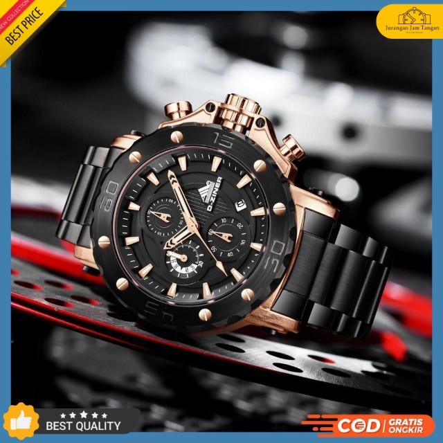 Jam Tangan Pria Sport D-Ziner 9031 MJ Free Logam Chronograph Tanggal Aktif - Bisa Bayar Ditempat - C