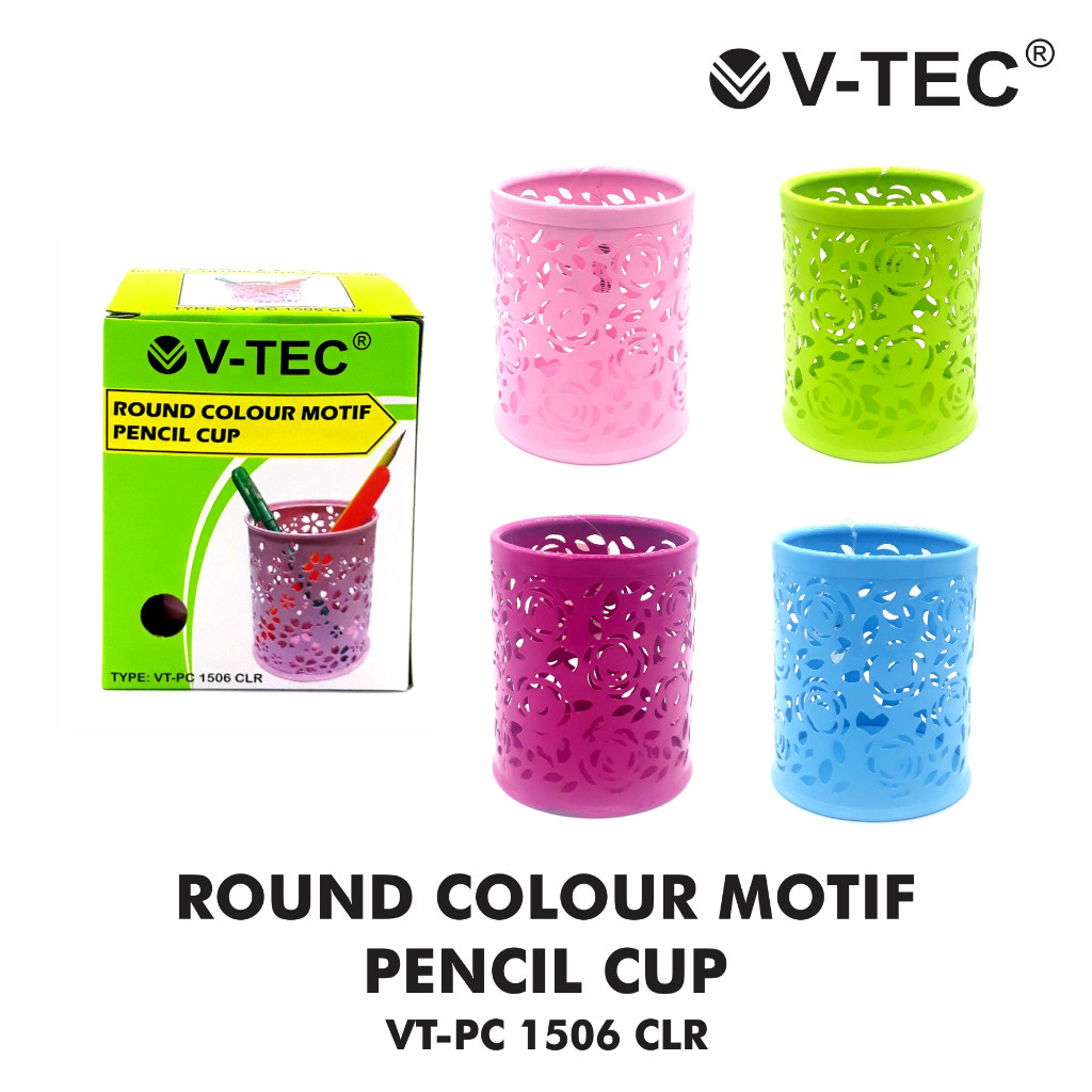 

V-TEC PENCIL CUP BULAT MOTIF VT PC-1506 WARNA CAMPUR
