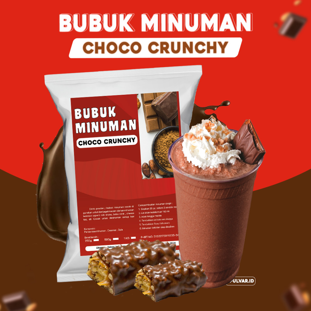 

BUBUK MINUMAN RASA CHOCO CRUNCHY / SERBUK MINUMAN CHOCO CRUNCHY / BUBUK MINUMAN BOBA CHOCO CRUNCHY
