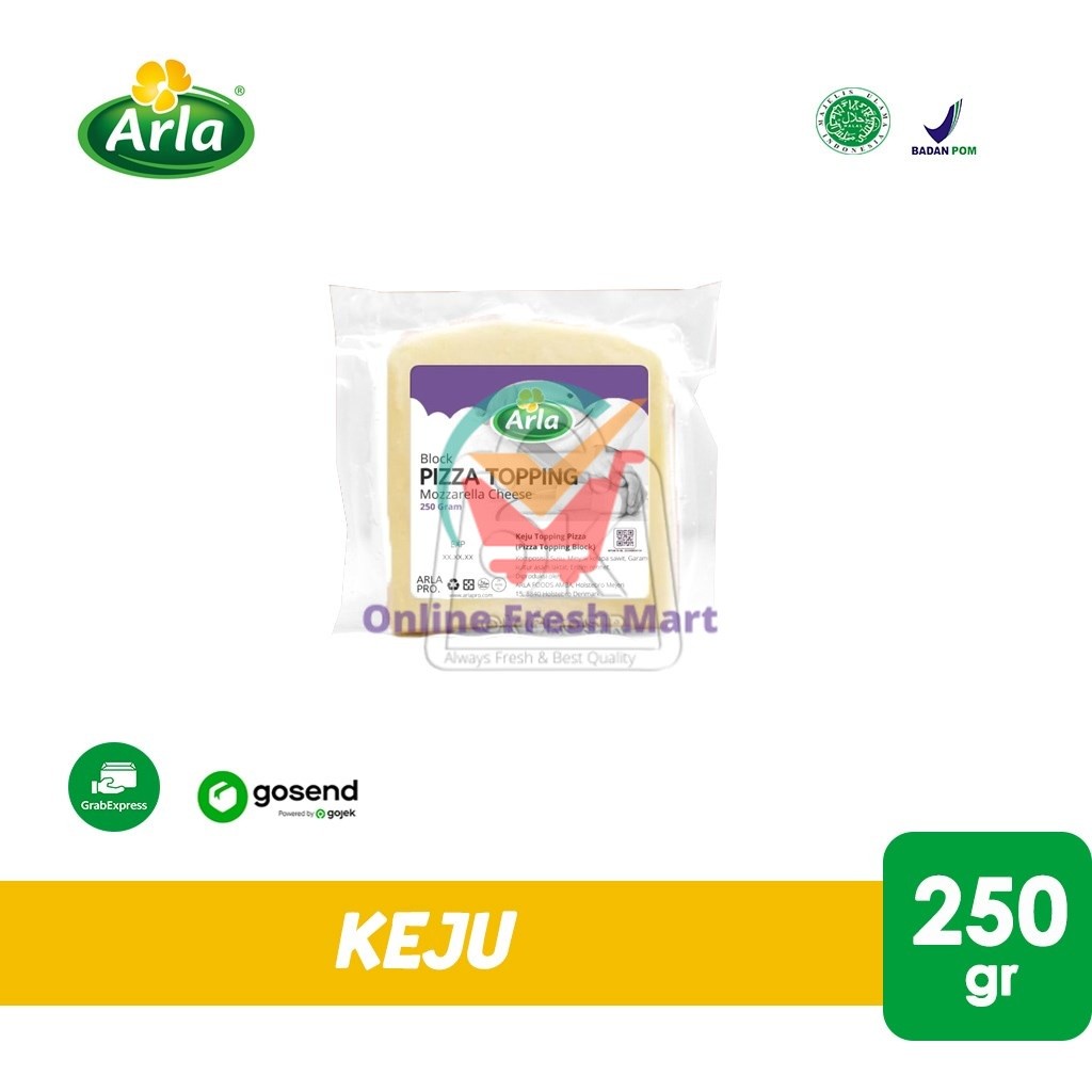 

Arla Pizza Topping Cheese Block / Mozzarella 250gr (KHUSUS INSTANT) - Online Fresh Mart Denpasar