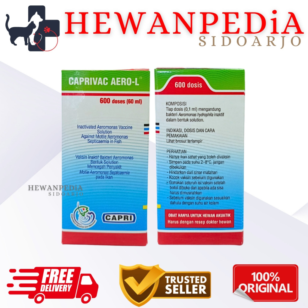 VAKSIN IKAN CAPRIVAC AERO L 600 dosis 60 ml Hewanpedia - Vaksin Ikan Bakteri Aeromonas Hewanpedia Ob