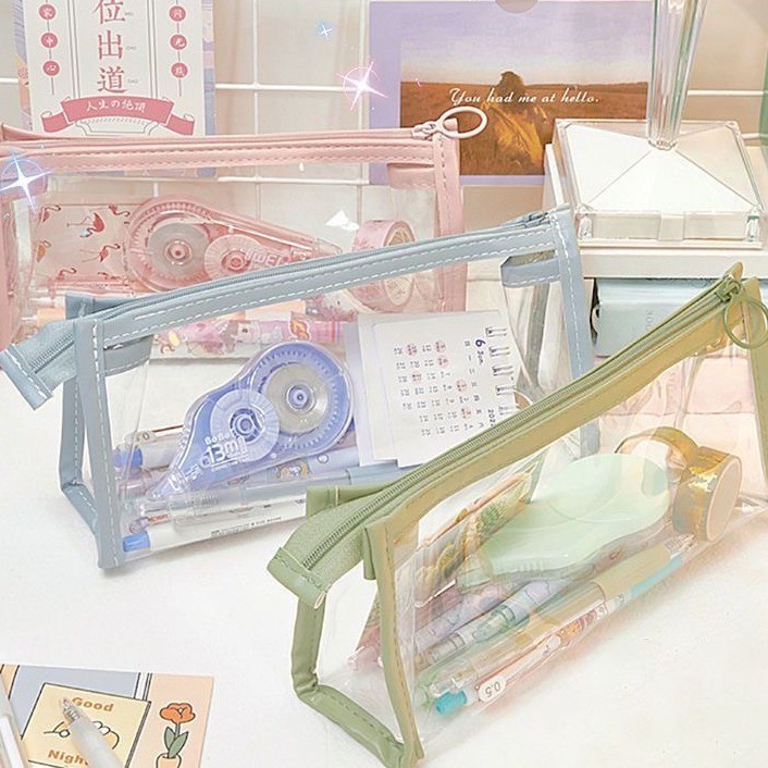 

Kotak Pensil Transparan Tempat Pensil Aesthetic Pencil Case Tempat Pensil Lucu Kapasitas Besar Portable Alat Tulis Stationery Korea Pink School Stuff barang aesthetic