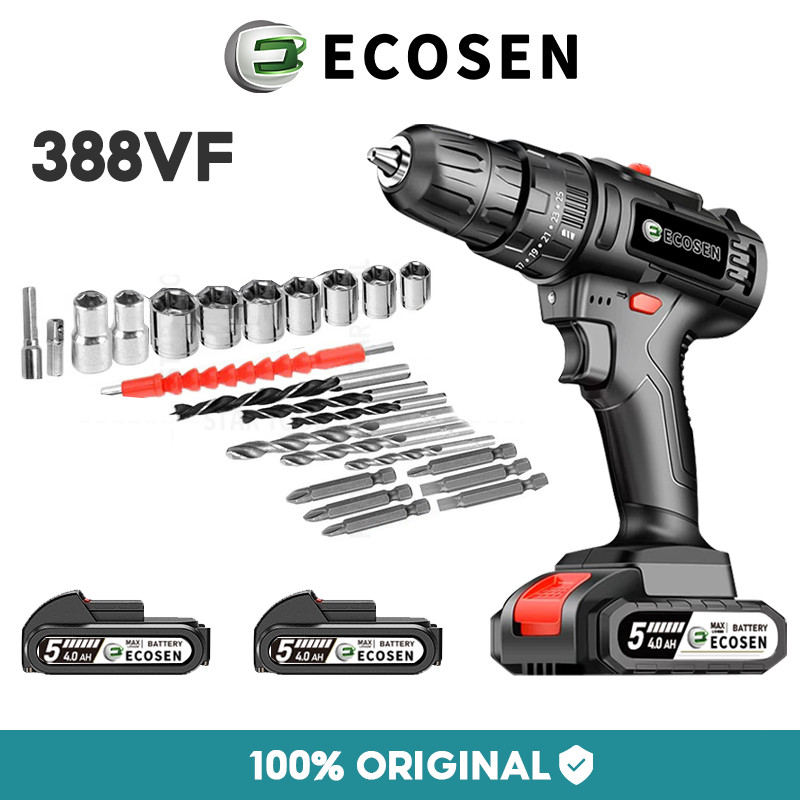 ECOSEN 388VF Mesin Bor Baterai Tangan Cordless Drill Batterydrill Cordless Electric Drill