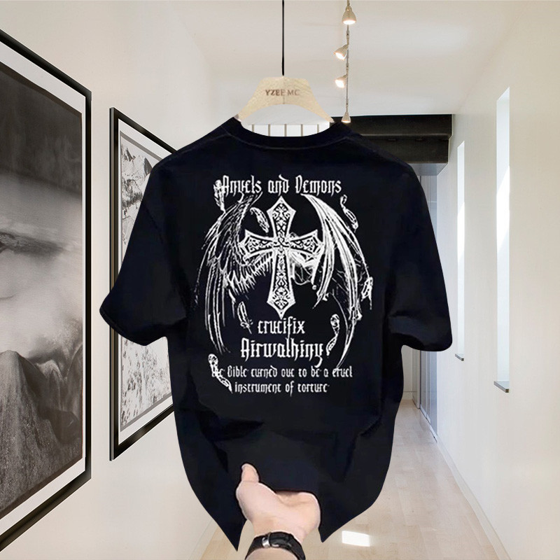 Outlets Chrome Hearts Sayap Malaikat 100% Cotton Heavyweight Kaos Boxy Fit T Shirt Pria Wanita Graph