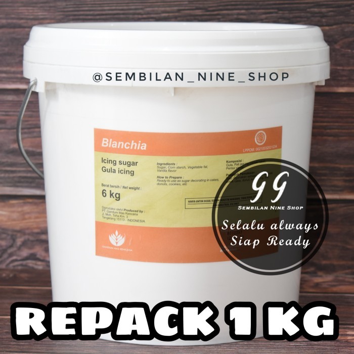 

✨TERLARIS -1 KG BLANCHIA Gula Icing Sugar Gamdum Mas Kencana Gula Dingin Halus