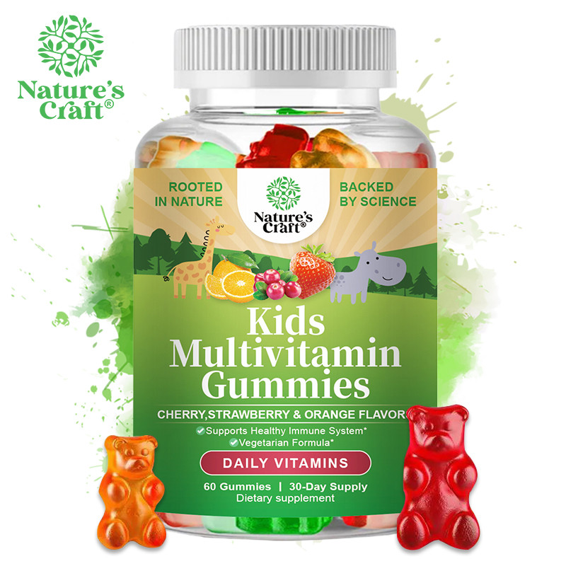 Kids Multivitamin Gummies Supplements vitamins A B C D E  minerals  Zinc and Chromium Increases Immu