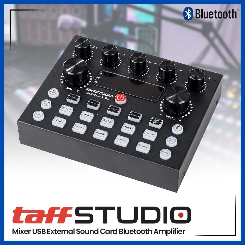TaffSTUDIO Mixer USB External Sound Card Bluetooth Amplifier - V8 S