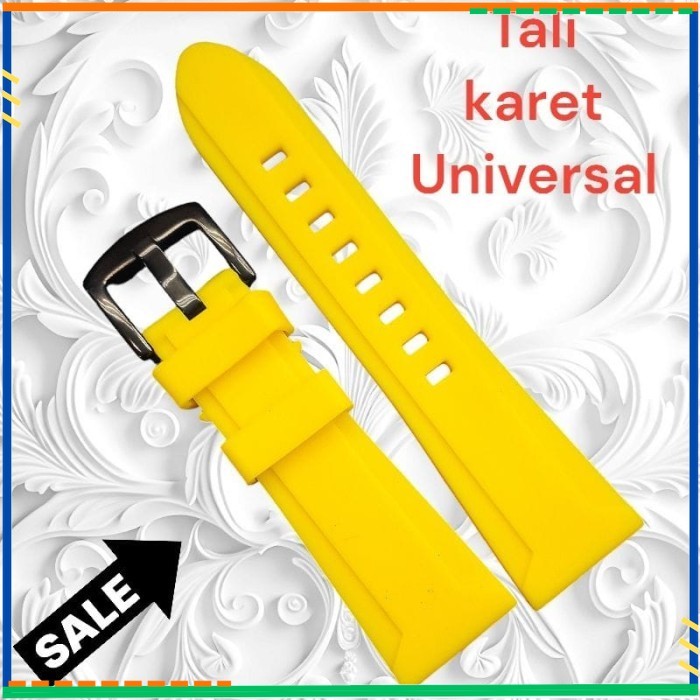 TALI JAM AC EXP 22MM 24MM 26MM STRAP UNIVERSAL TEBAL DAN HALUS KUNING - Kuning, 26mm