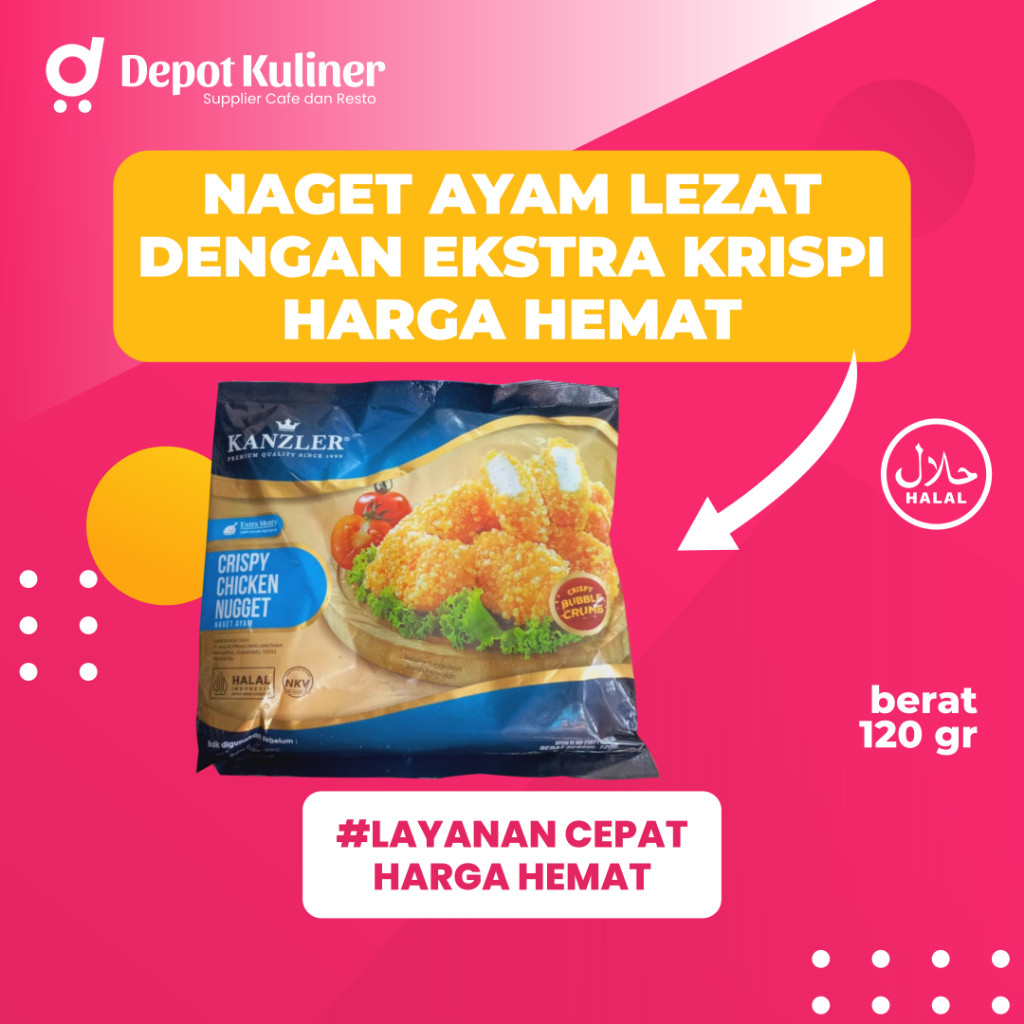 

Kanzler Crispy Chicken Nugget 120 gr Naget Ayam Krispi Lezat