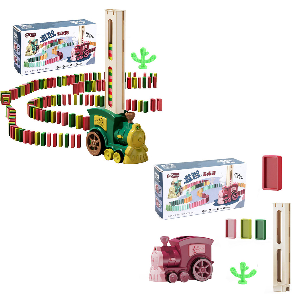 Domino Train Toy Set STEM Creative Gift for 3 4 5 6 7 Year Present or Birthday Party Supplies B88
