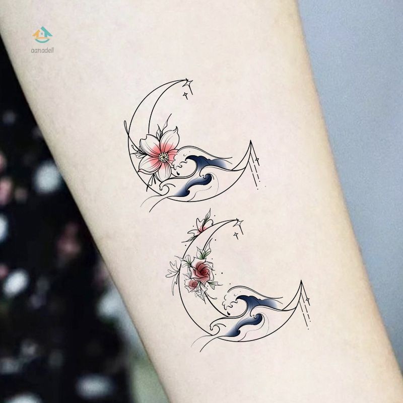 【COD】️Stiker Tato Bunga Tahan Air Tato Palsu Tubuh Bahu Bawah Transfer Pola Mawar Kupu-kupu
