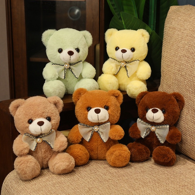 

20cm 9 Colors Bow Tie Bear Cute Teddy Bear Plush Toys Stuffed Soft Bear Doll Boys&Girls Appease Doll Kids Baby Birthday Gift
