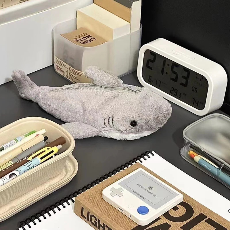 

1PC Cute Plush Shark Pencil Case Student Stationery School Supplies Kawaii Doll Back To School Storage Bag Pen Bag Stationery