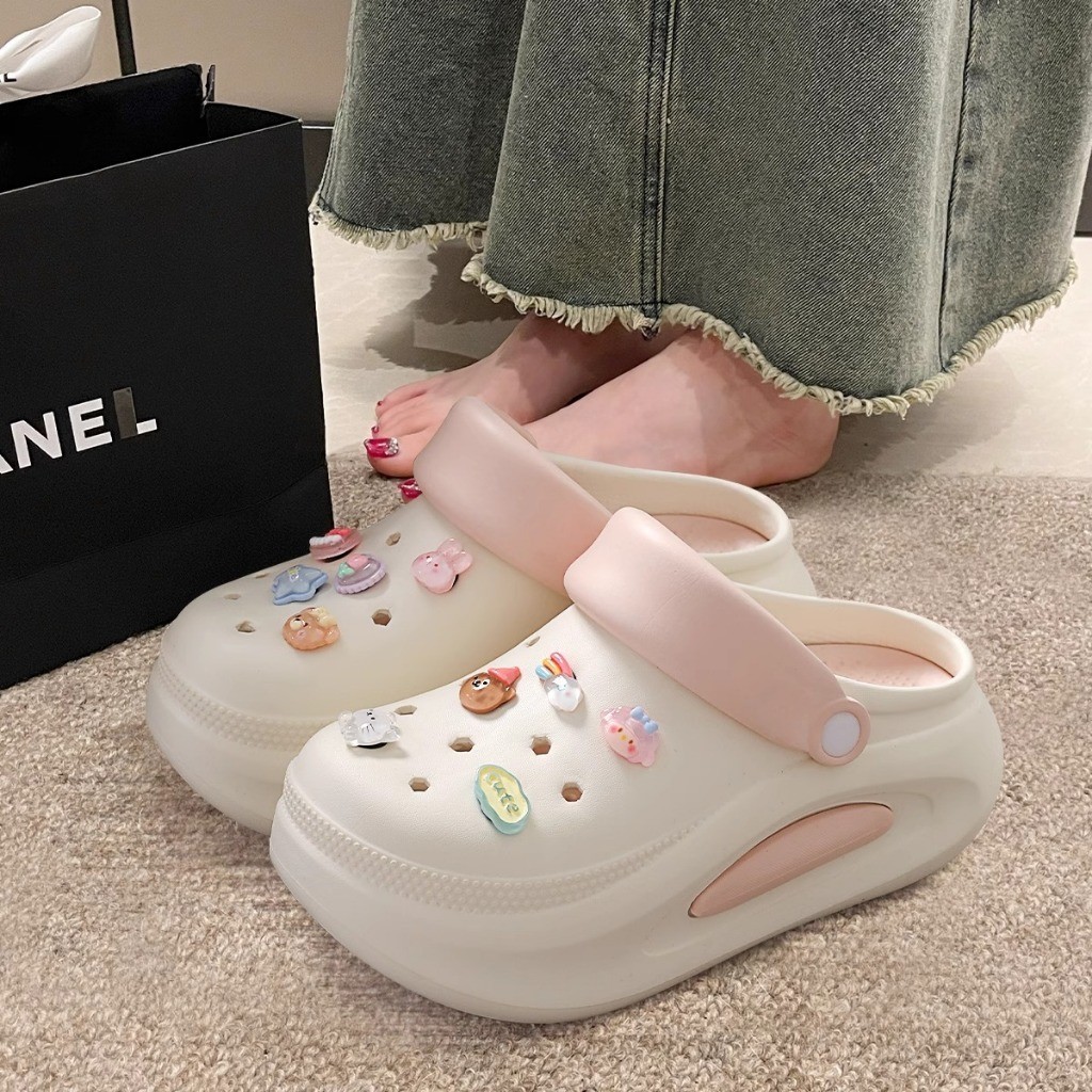 Sandal Lucu, Sandal Wedges Anak Perempuan, Warna Polos Model Bakpao, Sandal Platform Wanita Ringan d