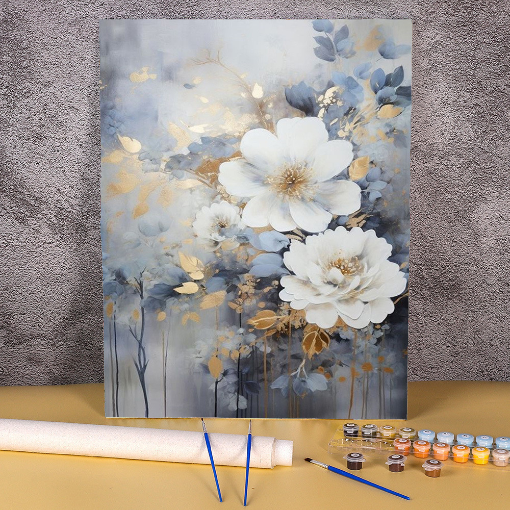 

Modern Painting By Numbers Handpainted Picture Drawing White Flower Diy Crafts On Canvas Gift For Adults Home Decor Living Room