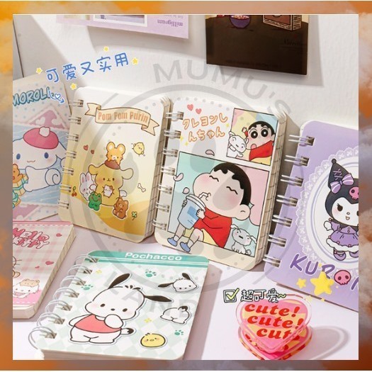 

Notebook Spiral Mini Motif Karakter Sanrio Lengkap A7 Buku Memo Kecil 80 lembar (FREE PLASTIK)