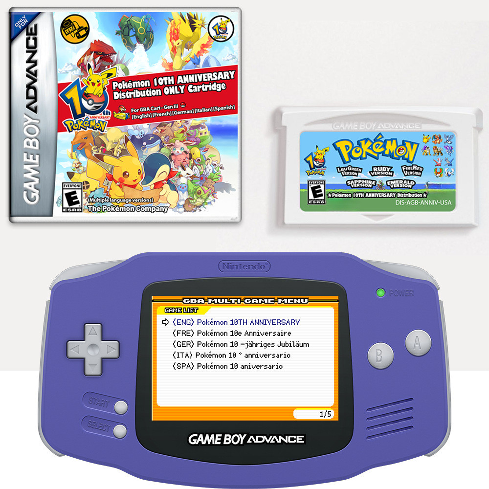 GBA Game Cartridges  Video Game Console Card GBA Pokémon 10th Anniversary Distribution Cartridges
