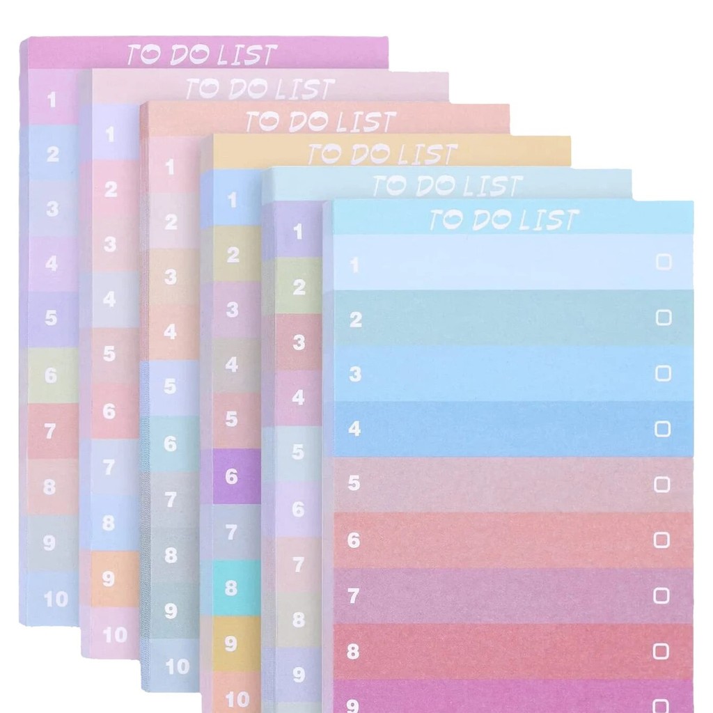 

6PC To Do List Sticky Notes Multicolors Lined Sticky Notes Self Adhesive Sticky Notes Memo Pad To Do List For Office Notepad,Hom