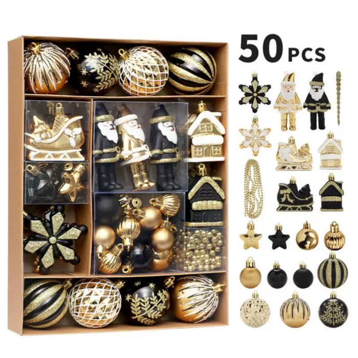 

(Premium) 50 Bola Natal Set Premium Dekorasi Pohon Natal Hiasan Pohon Natal