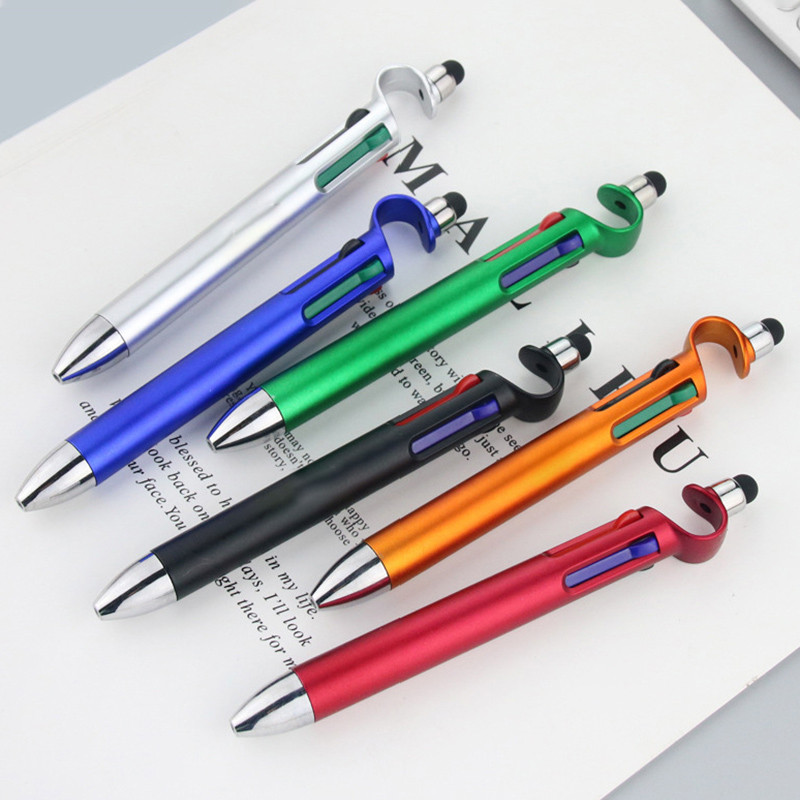 

2pcs 4 Color Multifunction Ballpoint Pen Screen Stylus Touch Pen Phone Holder Ballpen School Stationery Office Writing Supplies