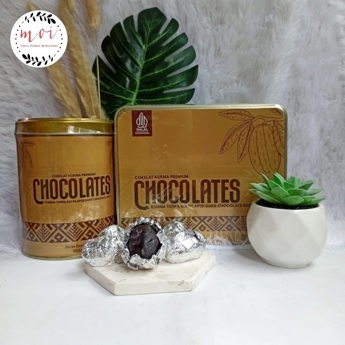 

CHOCOLATES KURMA COKLAT 100% DARK CHOCO ZERO SUGAR PREMIUM HAMPERS - 500 gram