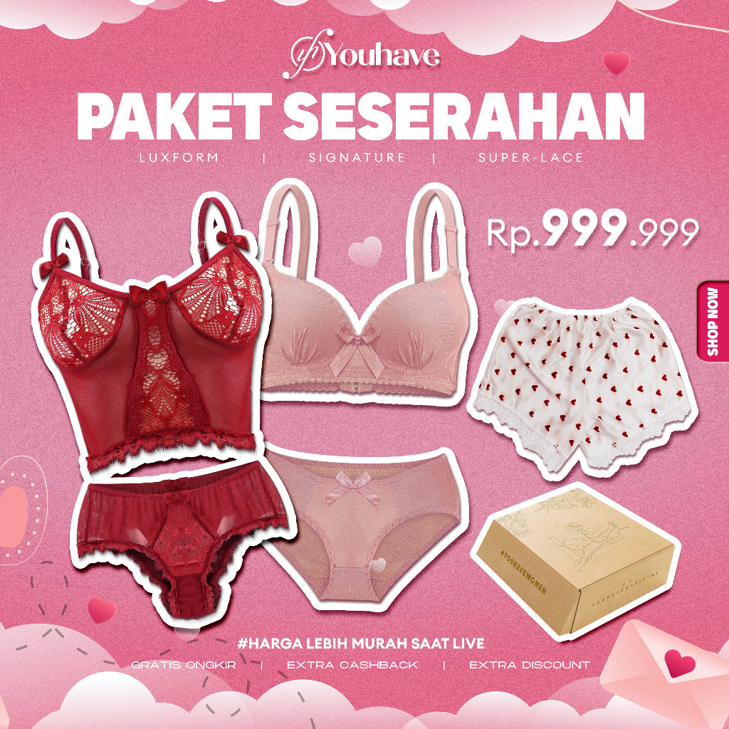 LIPTON EXCLUSIVE PAKET SESERAHAN SALE 2PCS LINGERIE ONE SET BAJU DINAS + 1PCS CELANA PENDEK SATIN PA