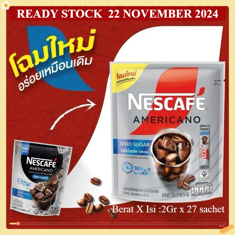 

Thailand Nescafe Americano zero Sugar isi 27 Sachet * 2gr