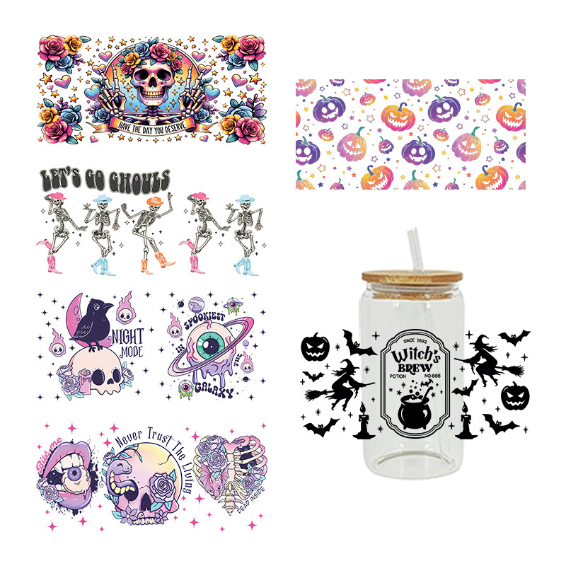 

UV DTF Transfer Sticker Cartoon Halloween For The 16oz Libbey Glasses Wraps Bottles Cup Sticker D20710