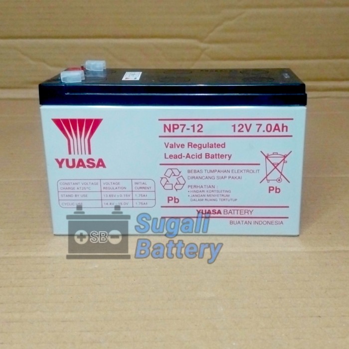 Battery Aki UPS Mobil Mainan YUASA NP 7-12 12 Volt 7Ah Original YUASA NP7-12
