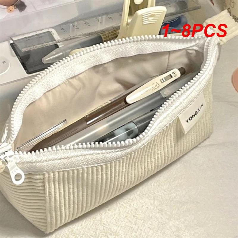 

1~8PCS Makeup Bag Stationery Offic Spacecraft Serie Middle High School Corduroy Solid Color Case Simple Atmospheric Pencil