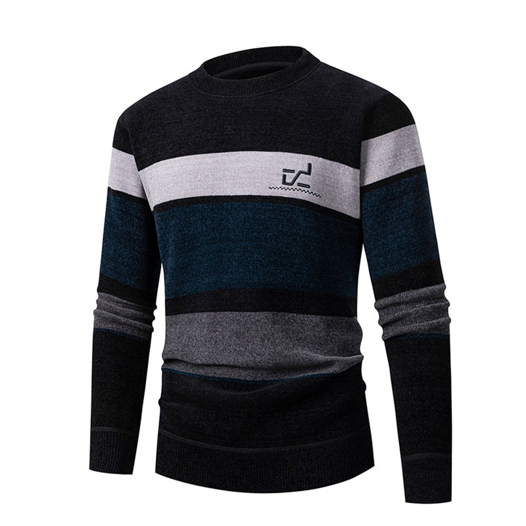 Striped Sweater For Men Graphic Crew Neck Sweater Autumn And Winter New Casual Pullover Sweater Over