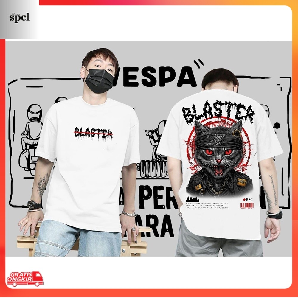 Kekinian / Baju Kaos Distro Pria Wanita | BLASTER PUTIH | Baju Kaos Pria Keren Baju Kaos Cowok kekin