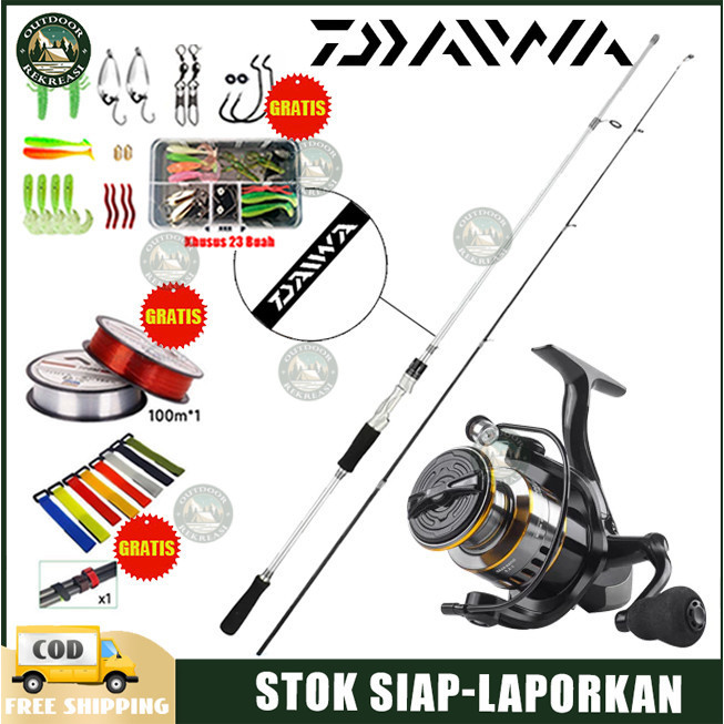 #Beli 1 Dapat 5 #Joran Pancing Set 1.8M 2 Bagian Casting Fishing Rod DAIWA Set Gulungan Logam Pancin