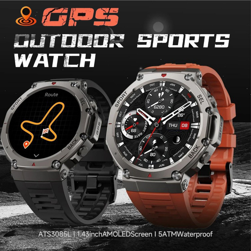 DM58 Men Smartwatch 5ATM Waterproof | GPS Map | 1.43 Amoled | Compass | Bluetooth Call Altitude Air 