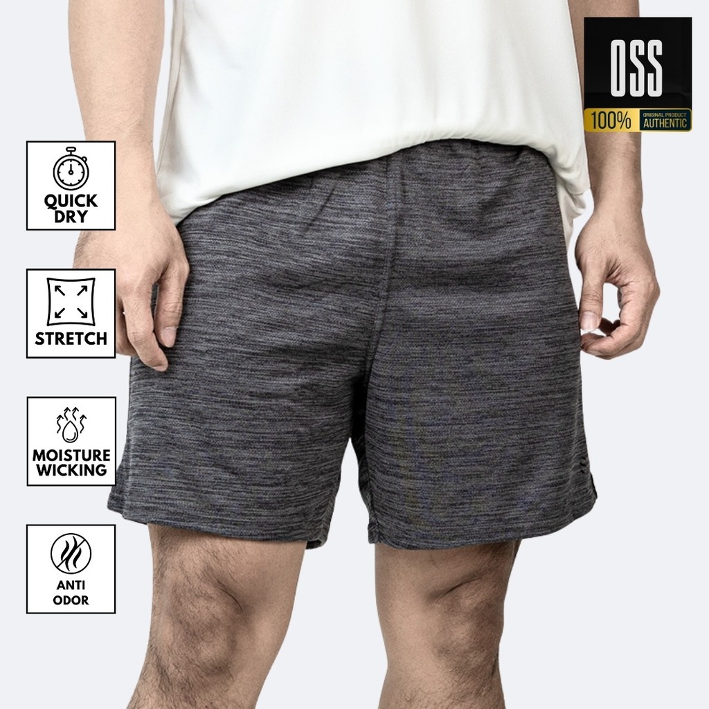 Celana pendek olahraga pria celana gym celana running pria HM gray