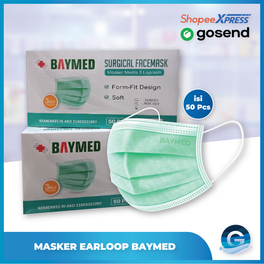 Masker Earloop Baymed Masker Medis Merk Baymed Isi 50 Per Box