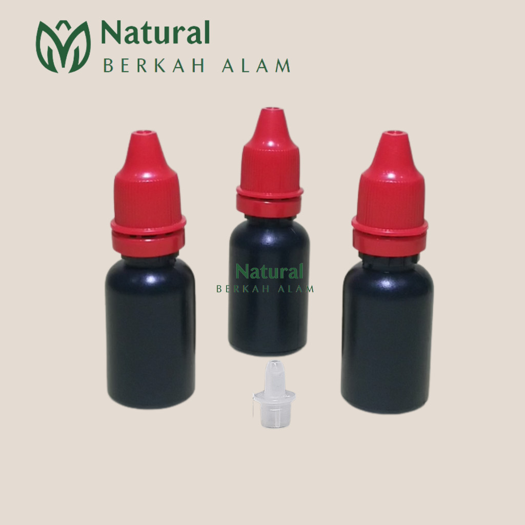 Botol Tetes Mata 15 Ml Hitam Segel Sumpel Natural / Botol HDPE / Botol Tetes / Botol Tetes Mata / Bo