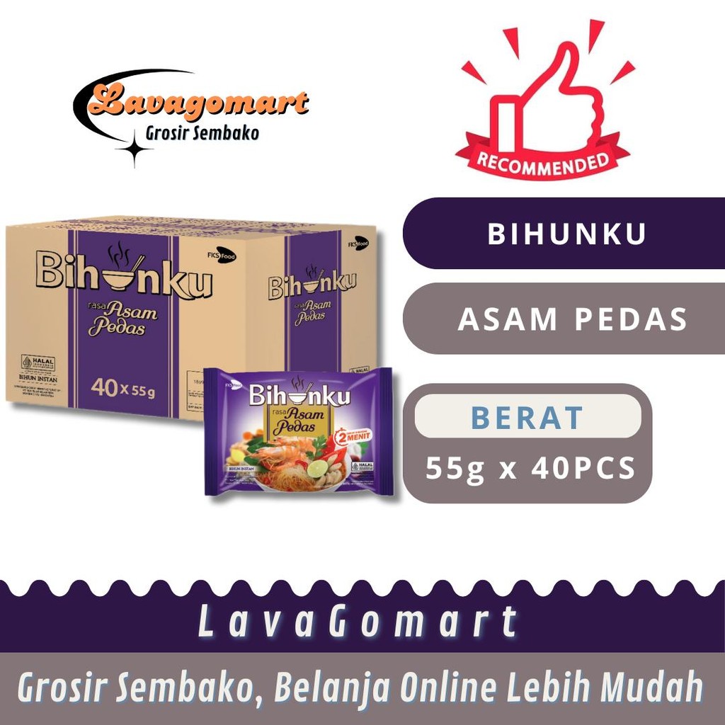 

BIHUNKU BIHUN INSTAN ASAM PEDAS 55g - 1 DUS - LAVAGOMART - BANDUNG