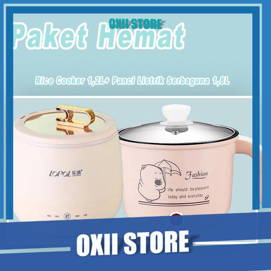 PAKET HEMAT RICE COOKER MINI 1,2L+PANCI LISTRIK SERBAGUNA