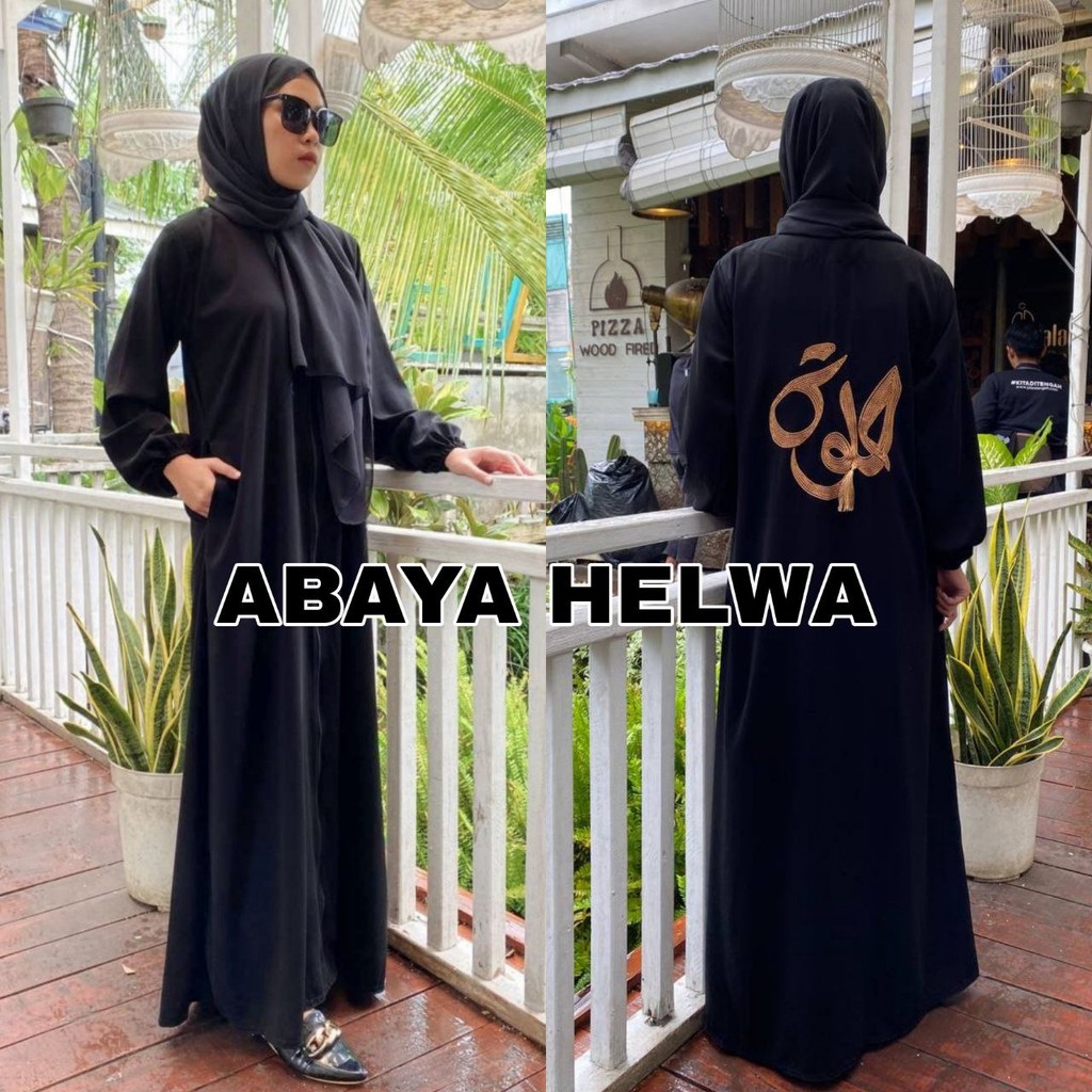 Abaya Hitam Gamis Saudi Jetblack Premium Bordir Simple - HELWA BORDIR