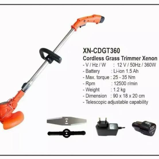 XENON MOLLAR GRASS TIMER CORDLESS 12V  1.5A CDGT 360 MESIN POTONG RUMPUT CAS BATERAI