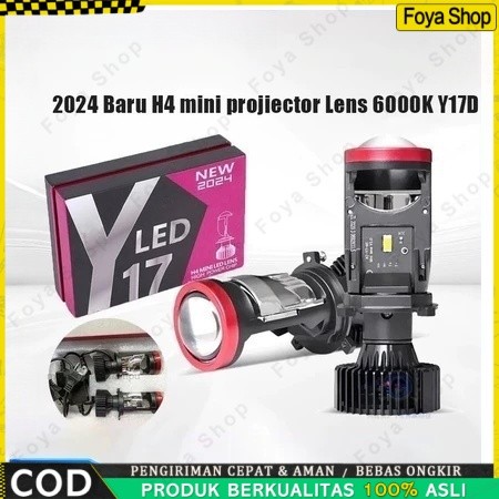 2PCS Lampu LED Mobil Y17D H4 Mini Projector Super Bright Cut Off High Low Jauh Dekat Hi Lo Mini Driv