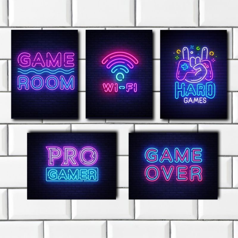 [20x30] Poster Kayu Neon Gaming Kamar Cowok Gamers / Hiasan Pajangan Dinding Keren Murah / Wall Deco