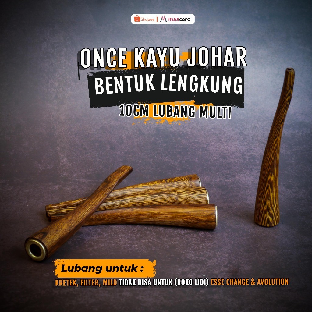 Once pipa rokok cangklong kayu johar bentuk lengkung 10cm pipa padudan roko cocok untuk kretek filte