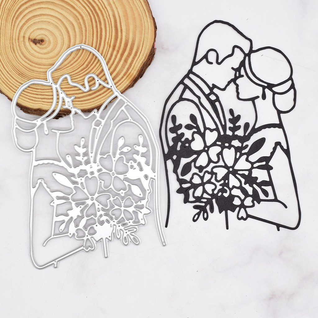 

Wedding Couple Cutting Dies Bride Bridegroom Metal Die Cuts for DIY Scrapbooking Album Greeting Card Making Paper Crafts