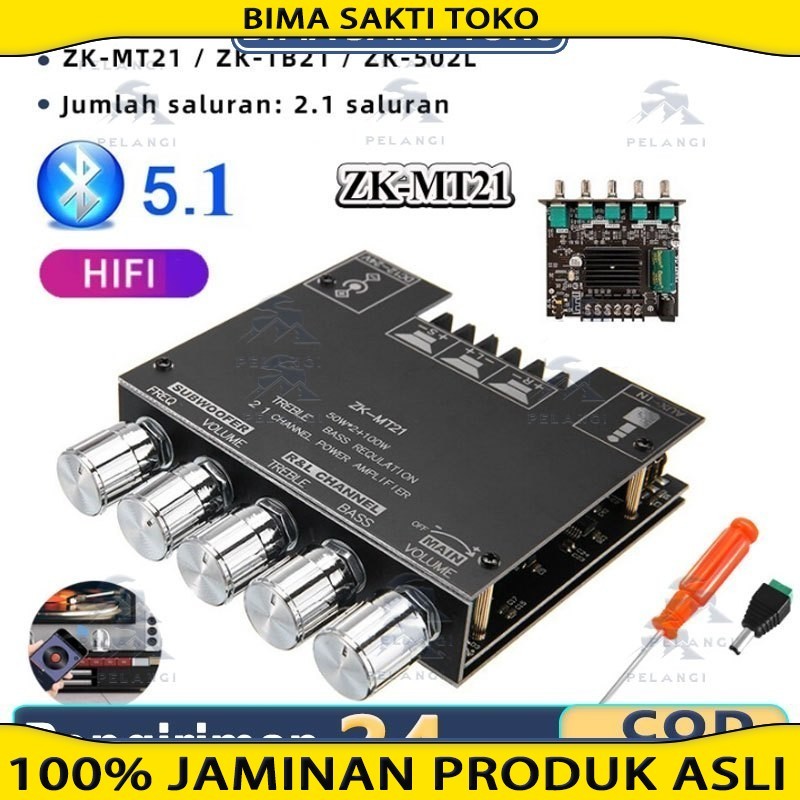 ZK-TB21 Amplifier Bluetooth ZK-MT21 Bass 2.1 Channel Bluetooth Modul Penguat Daya Digital Penuh