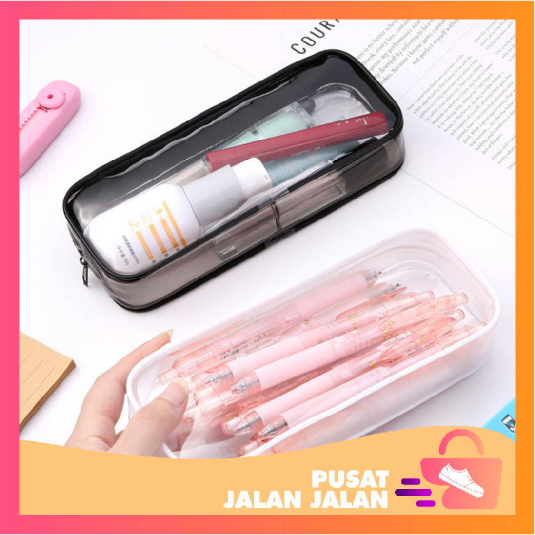

PJJ - S6460 Pouch Serbaguna Multifungsi / Kotak Pensil Transparan / Tempat Pensil Polos Aesthetic / Tempat Penyimpanan Kosmetik