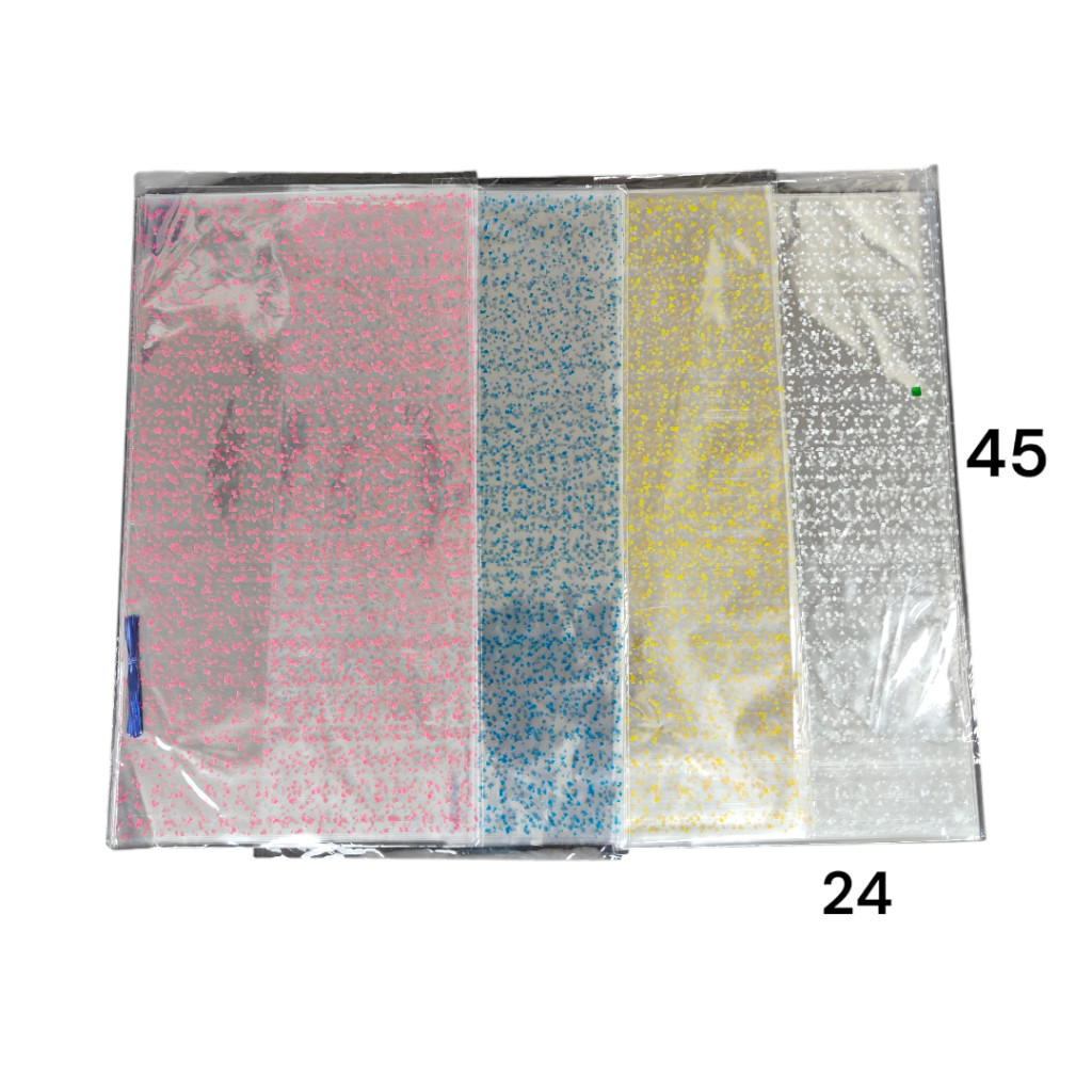 

opp flower plastik snak plastik bintik plastik toples 500gr ukuran 24x45 isi 12pcs