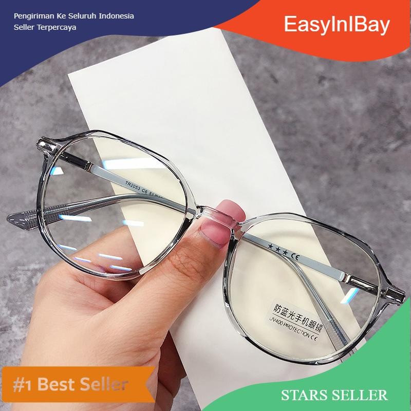 HK Kacamata Photocromic Korea Anti Radiasi Blue Ray 2 In 1 Photochromic Gaya Korea Bentuk Bulat Oval